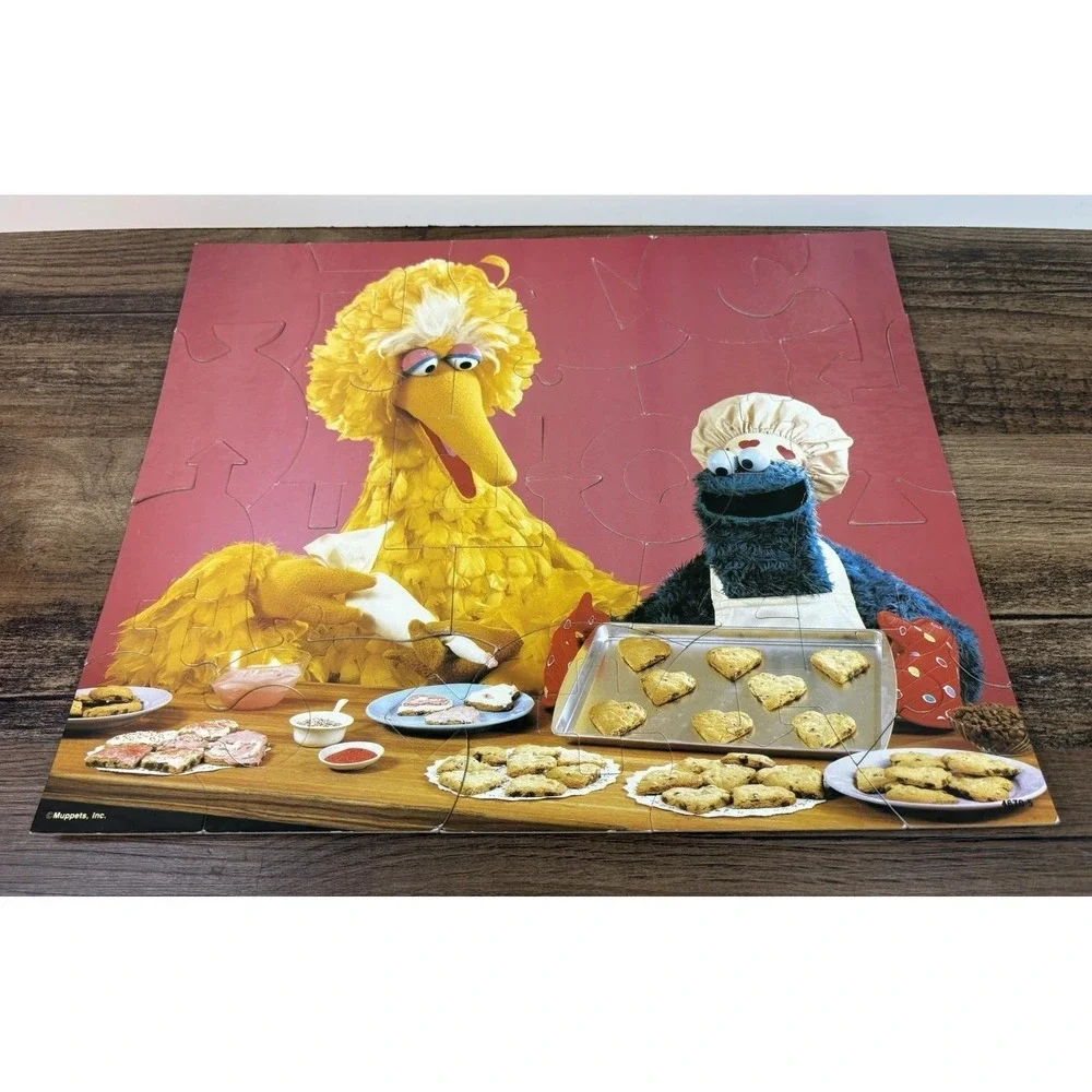 Lot Of 2 Sesame Street Puzzles 24 Pieces School Classroom & Baking Chef Cookies